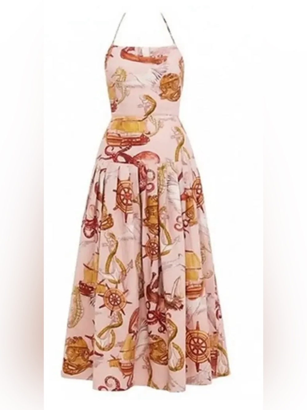 FARM Rio Pink Nautical-Print Fit & Flare Maxi Dress